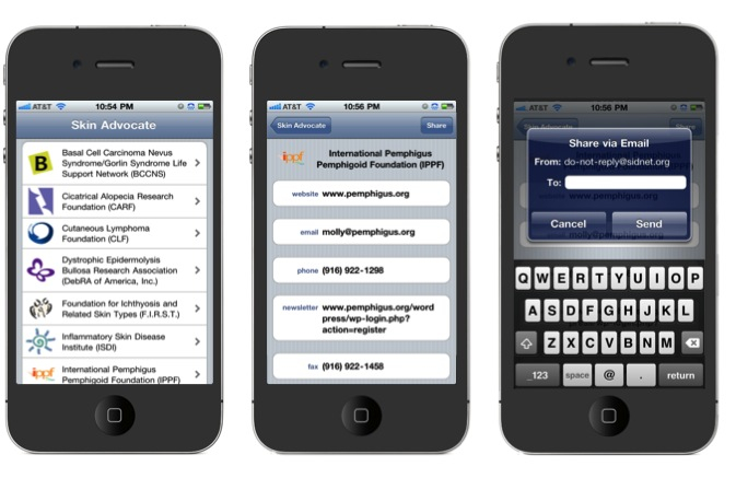 Figure 2. Skin Advocate iPhone App Format